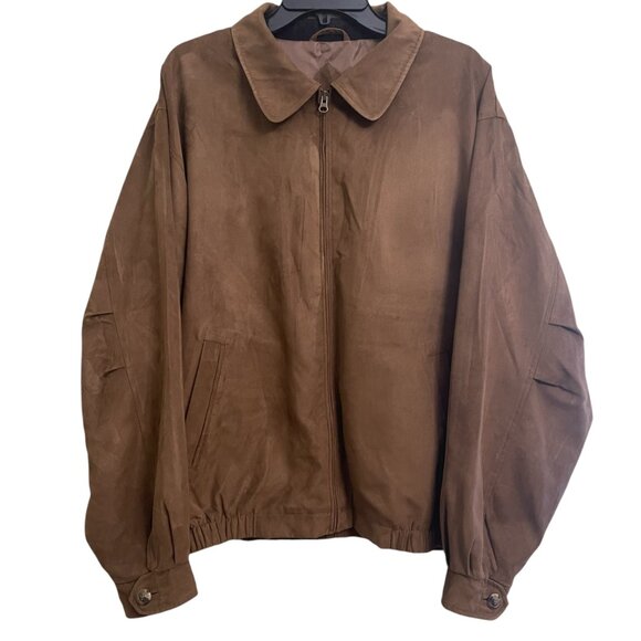 Cutter And Buck Jacket Mens XLarge XL Brown Faux Suede Bomber Golf Jacket - Picture 6 of 12